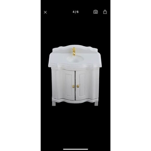 Dollhouse White Bathroom Vanity 1:12 Scale New - Picture 7 of 11